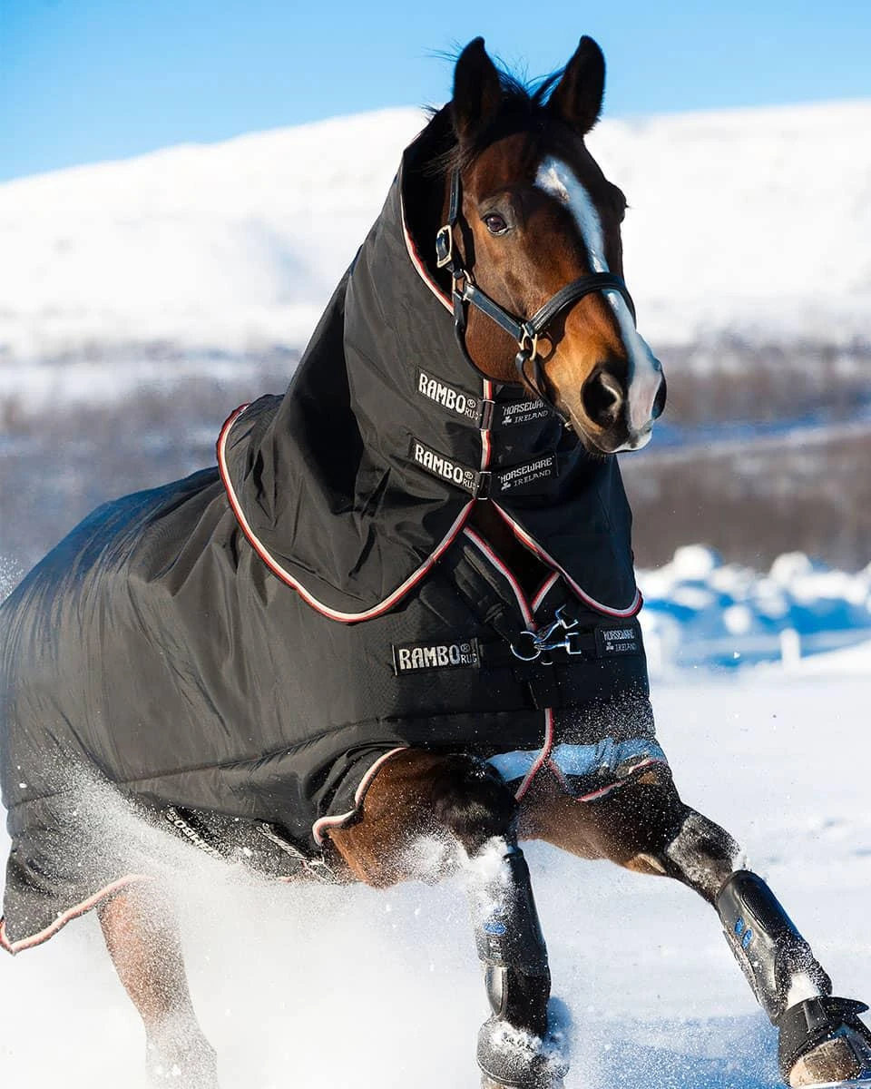 Horseware Ireland Rambo Supreme Turnout 1680D- 420g Heavy- Black/orange - Image 2