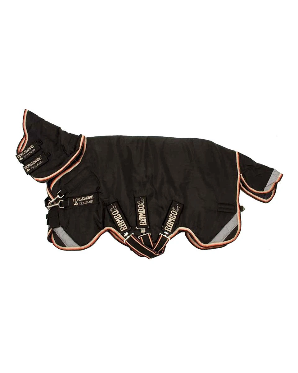 Horseware Ireland Rambo Supreme Turnout 1680D- 420g Heavy- Black/orange - Image 3